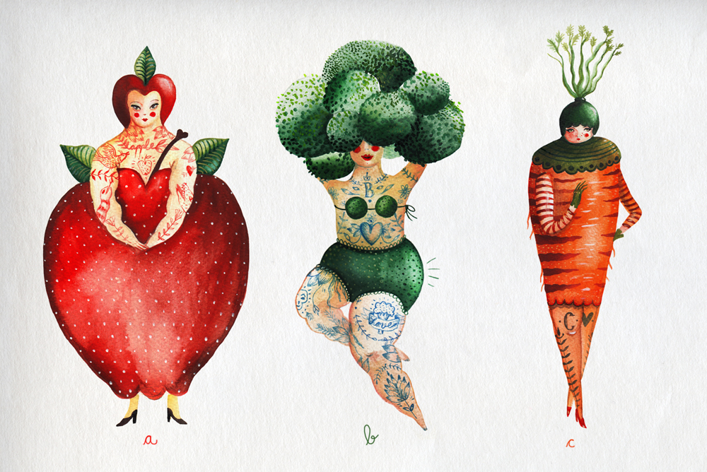 ”Veggie-fruit alphabet” de Heliana Aitch. PC: Heliana Aitch