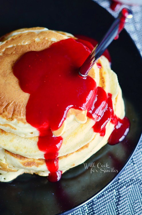 Bloody-Pancakes-Halloween-Breakfast-4-from-willcookforsmiles.com-halloween-fakeblood-strawberry-syrup