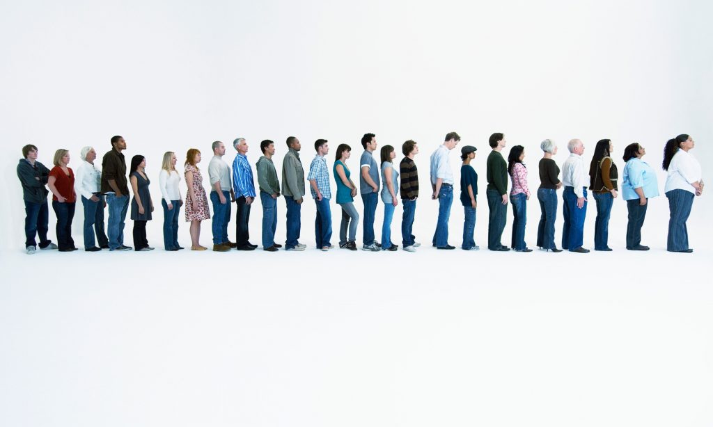 People standing in line Locals