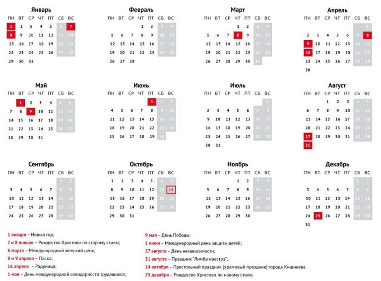 Календарь праздников и выходных дней на 2018 год Locals