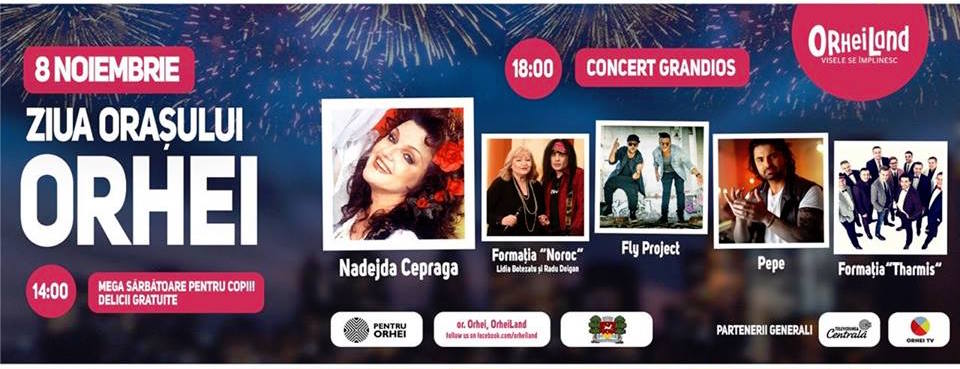 В Оргееве на День города 8 ноября выступят Надежда Чепрага, Fly Project и Pepe